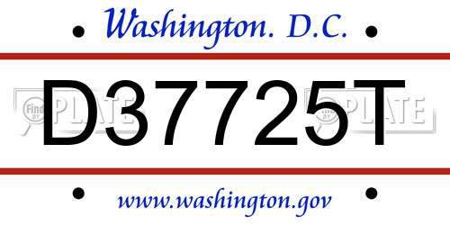 D37725T District Of Columbia License Plate
