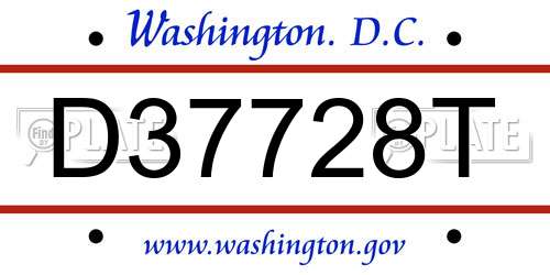 D37728T District Of Columbia License Plate