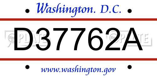 D37762A District Of Columbia License Plate