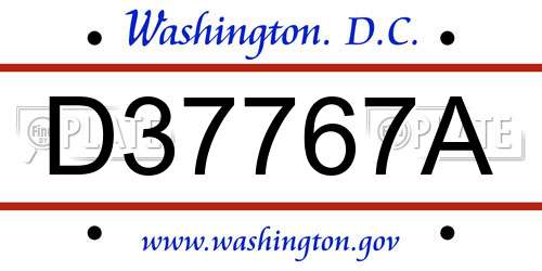 D37767A District Of Columbia License Plate