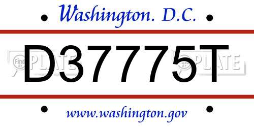 D37775T District Of Columbia License Plate
