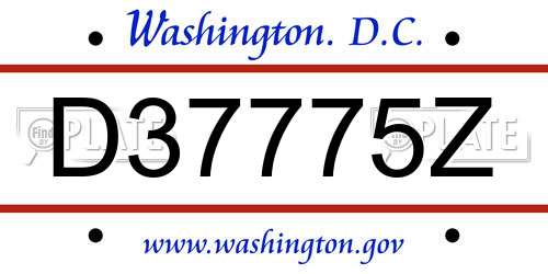 D37775Z District Of Columbia License Plate