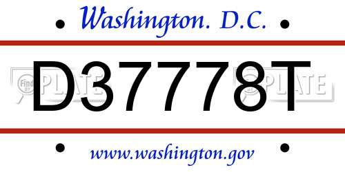D37778T District Of Columbia License Plate
