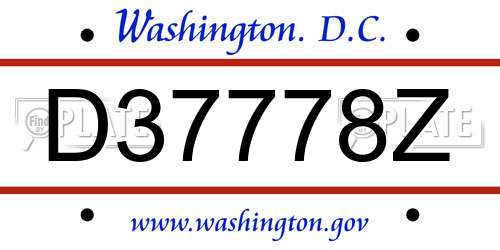 D37778Z District Of Columbia License Plate