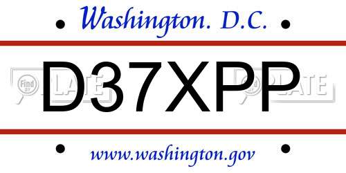 D37XPP District Of Columbia License Plate