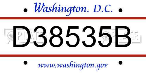 D38535B District Of Columbia License Plate