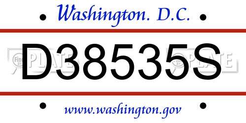 D38535S District Of Columbia License Plate