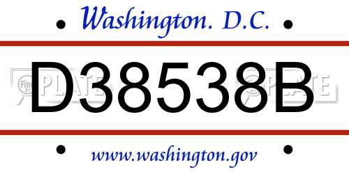 D38538B District Of Columbia License Plate