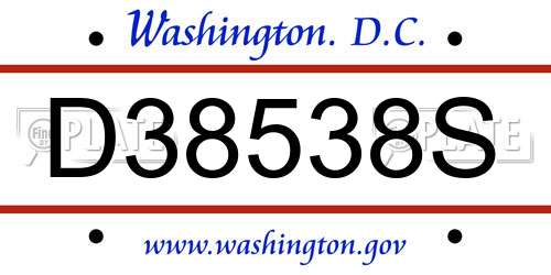 D38538S District Of Columbia License Plate