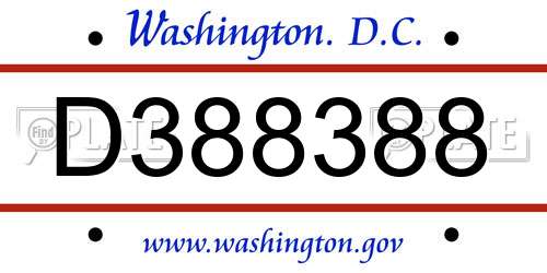 D388388 District Of Columbia License Plate