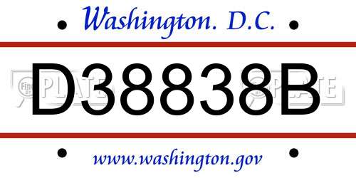 D38838B District Of Columbia License Plate