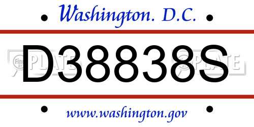 D38838S District Of Columbia License Plate