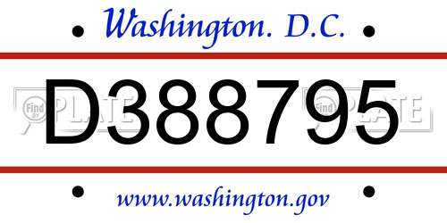 D388795 District Of Columbia License Plate