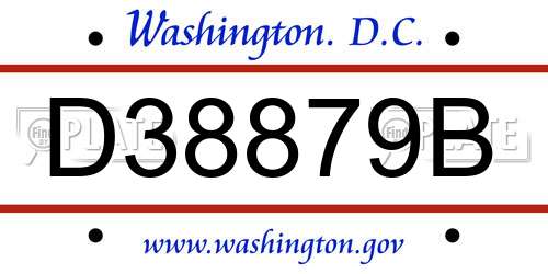D38879B District Of Columbia License Plate