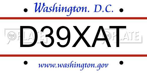 D39XAT District Of Columbia License Plate