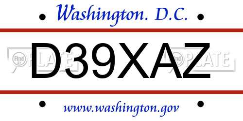 D39XAZ District Of Columbia License Plate