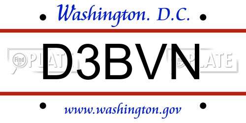 D3BVN District Of Columbia License Plate