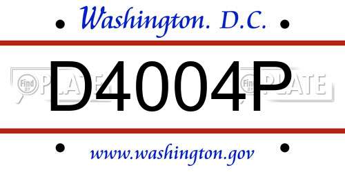 D4004P District Of Columbia License Plate