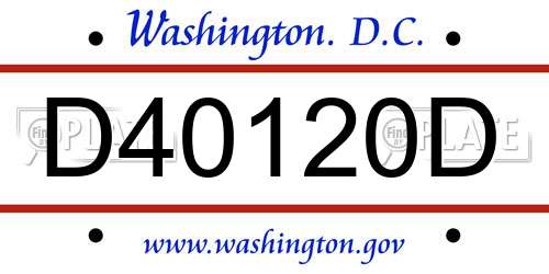 D40120D District Of Columbia License Plate