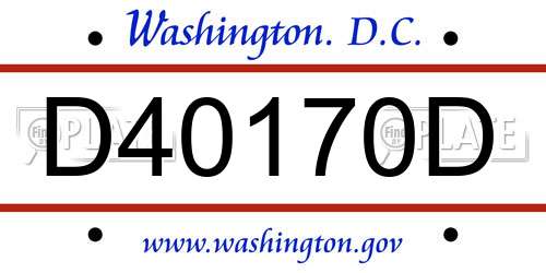 D40170D District Of Columbia License Plate