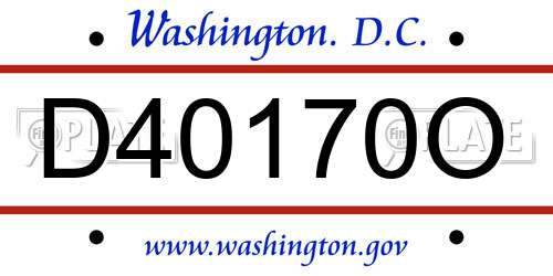 D40170O District Of Columbia License Plate