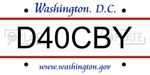 D40CBY District Of Columbia License Plate