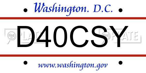 D40CSY District Of Columbia License Plate