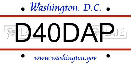 D40DAP District Of Columbia License Plate