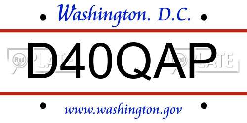 D40QAP District Of Columbia License Plate