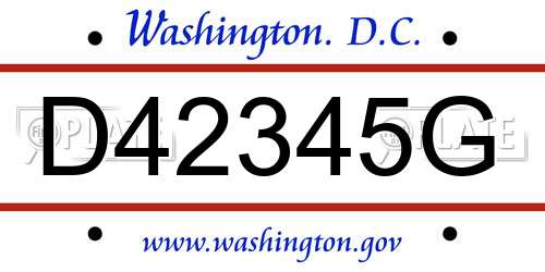 D42345G District Of Columbia License Plate