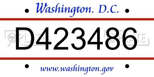 D423486 District Of Columbia License Plate