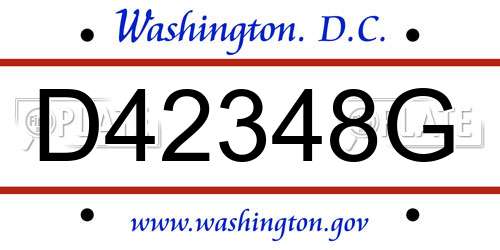 D42348G District Of Columbia License Plate