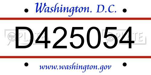 D425054 District Of Columbia License Plate