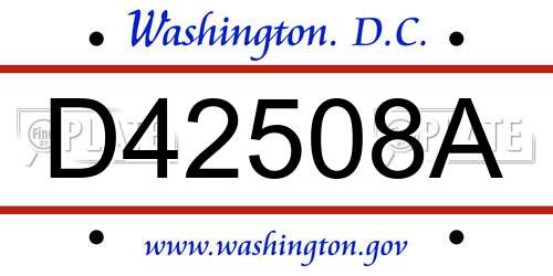 D42508A District Of Columbia License Plate
