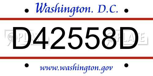 D42558D District Of Columbia License Plate
