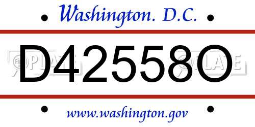 D42558O District Of Columbia License Plate