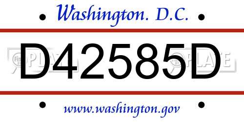 D42585D District Of Columbia License Plate