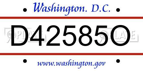 D42585O District Of Columbia License Plate