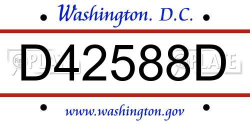 D42588D District Of Columbia License Plate