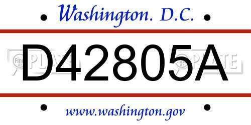 D42805A District Of Columbia License Plate