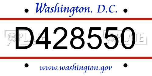 D428550 District Of Columbia License Plate