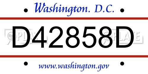 D42858D District Of Columbia License Plate