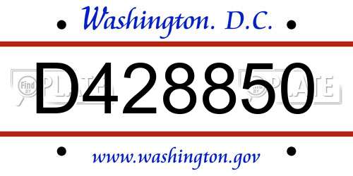 D428850 District Of Columbia License Plate