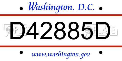 D42885D District Of Columbia License Plate