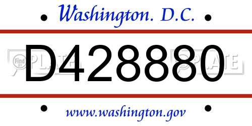 D428880 District Of Columbia License Plate