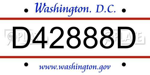 D42888D District Of Columbia License Plate