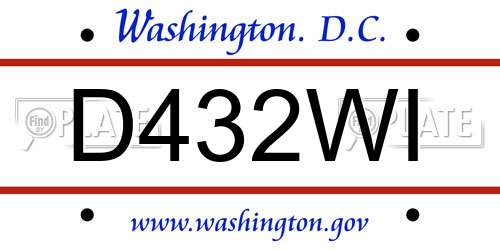 D432WI District Of Columbia License Plate