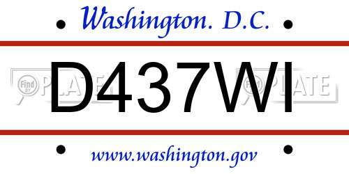 D437WI District Of Columbia License Plate