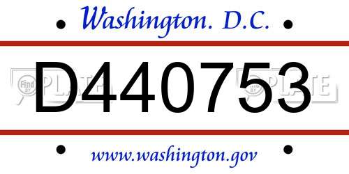 D440753 District Of Columbia License Plate