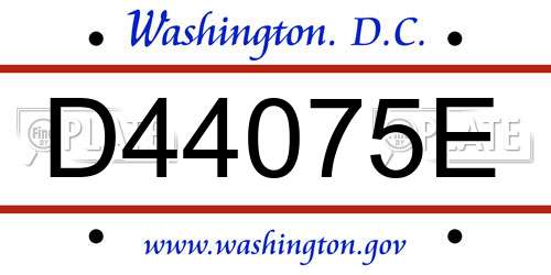 D44075E District Of Columbia License Plate